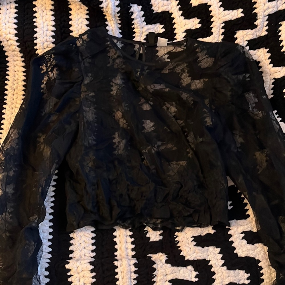 mesh see-through puffy long sleeve